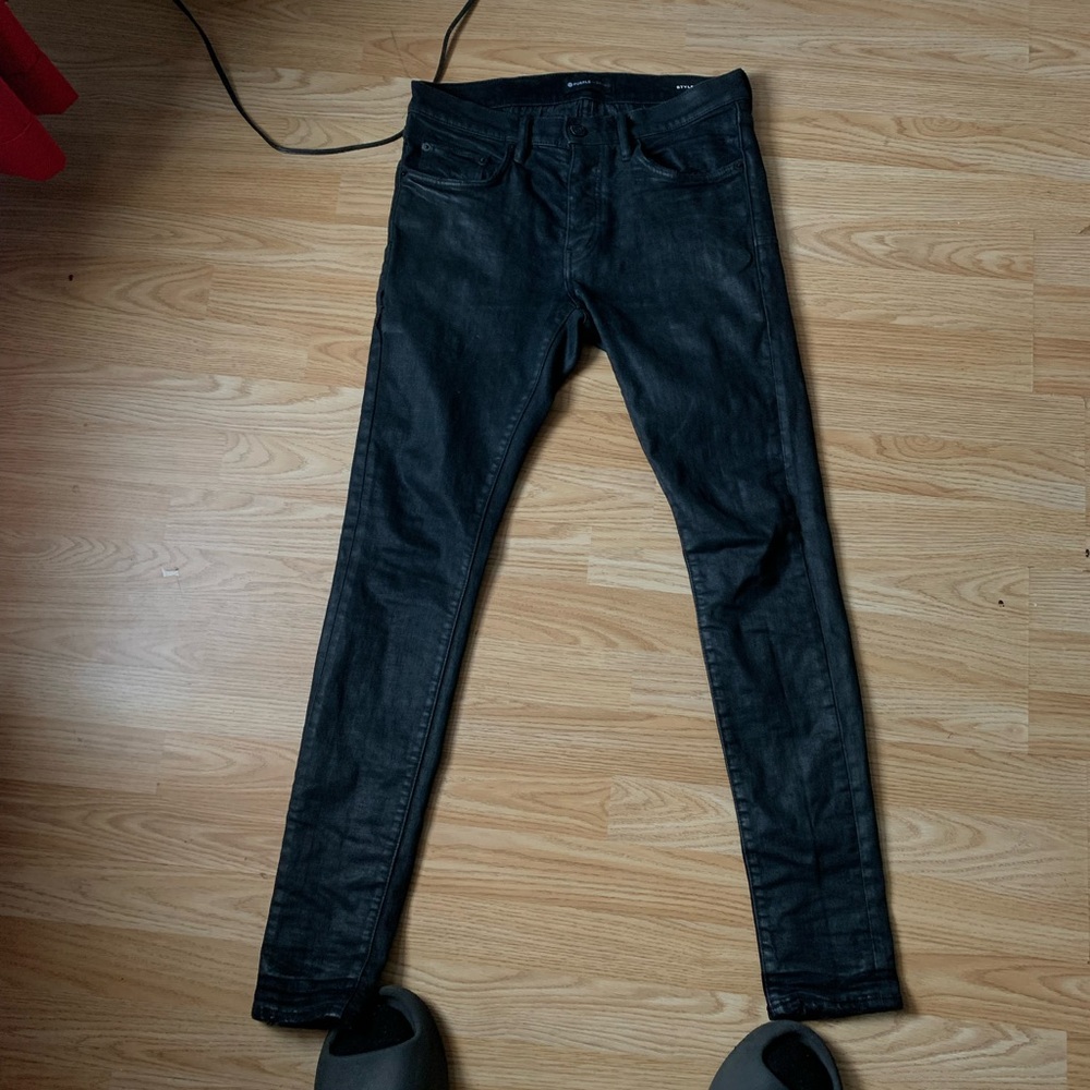 High quality leather Purple Jeans